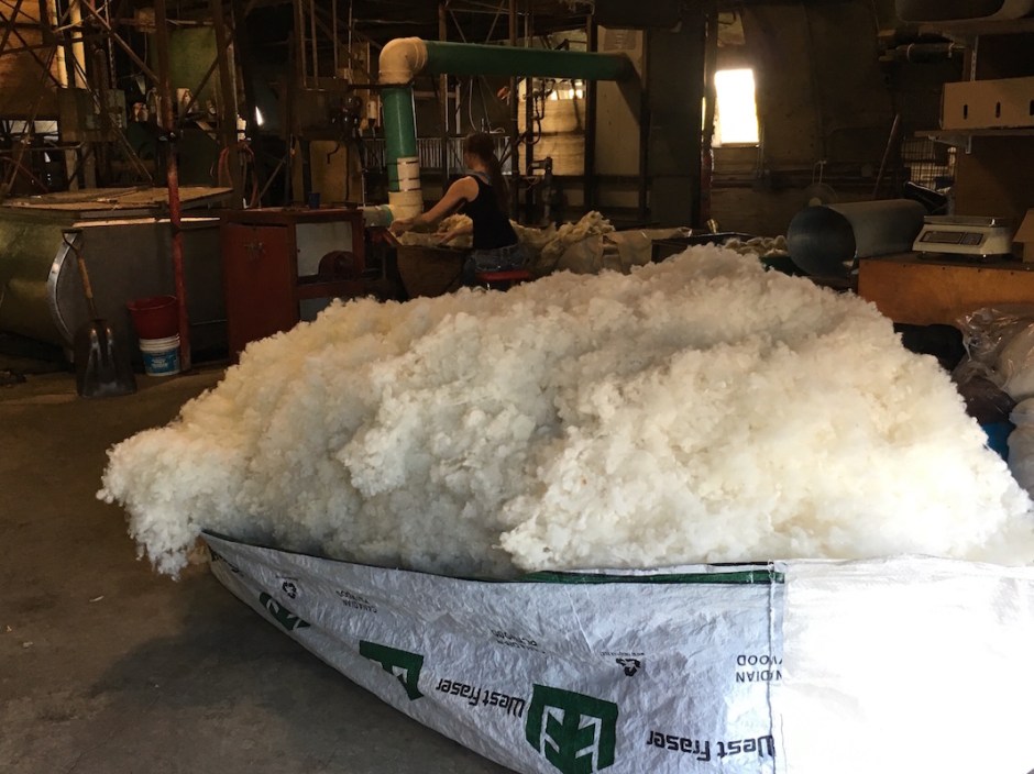 bag overflowing with clean wool